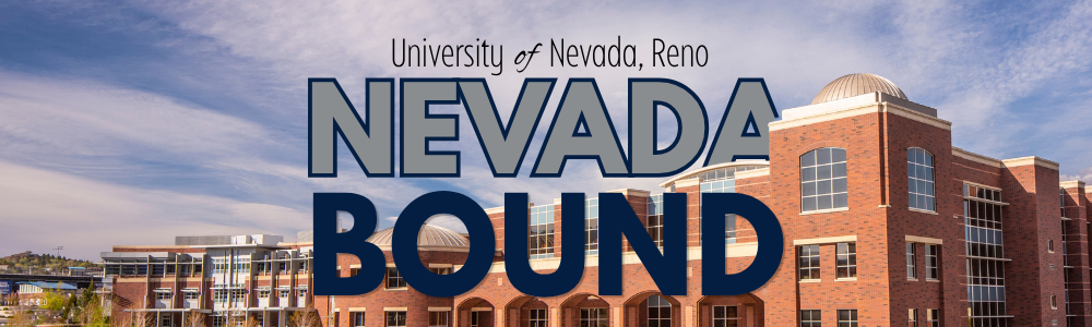 Areal view of the university of nevada, reno with the logo.